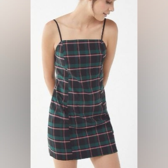 Urban Outfitters Plaid Spaghetti Strap Mini Dress Y2K Style - Picture 1 of 11